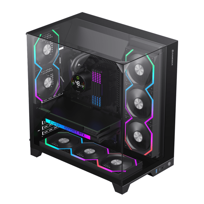 CASE ATX INFINITY PRO, sin Fuente, 1xUSB 3.0, Audio & Mic TRRS, 1xUSB - Tipo C, 5x120mm ARGB COOLER, Vidrio Templado Superior, Frontal y Lateral, Medidas: 418 x 272 x 454mm, 1x3.5HDD + 3x2.5SDD interno INFINITY-PRO - SMART BUSINESS