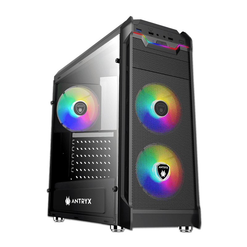 CASE C/FUENTE B600W ANTRYX RX VORTEX TG, FAN X3,  C/CINTA LED (AC - RX375TGK - 600CP) AC-RX375TGK-600CP - SMART BUSINESS