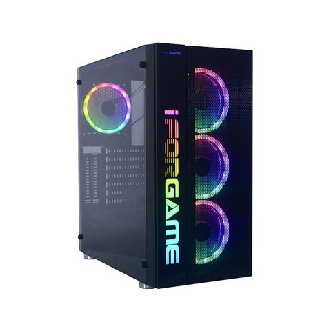 CASE E - ATX IFORGAME J04, Fuente AK600 80+ BRONZE, 2xUSB 2.0, 1xUSB 3.0, Audio HD, 4x12CM LED RGB COOLER, VT lateral y frontal, Medidas: 450 x 210 x 420mm, 2x3.5HDD, 2x2.5SDD interno IFORGAME-J04 - SMART BUSINESS