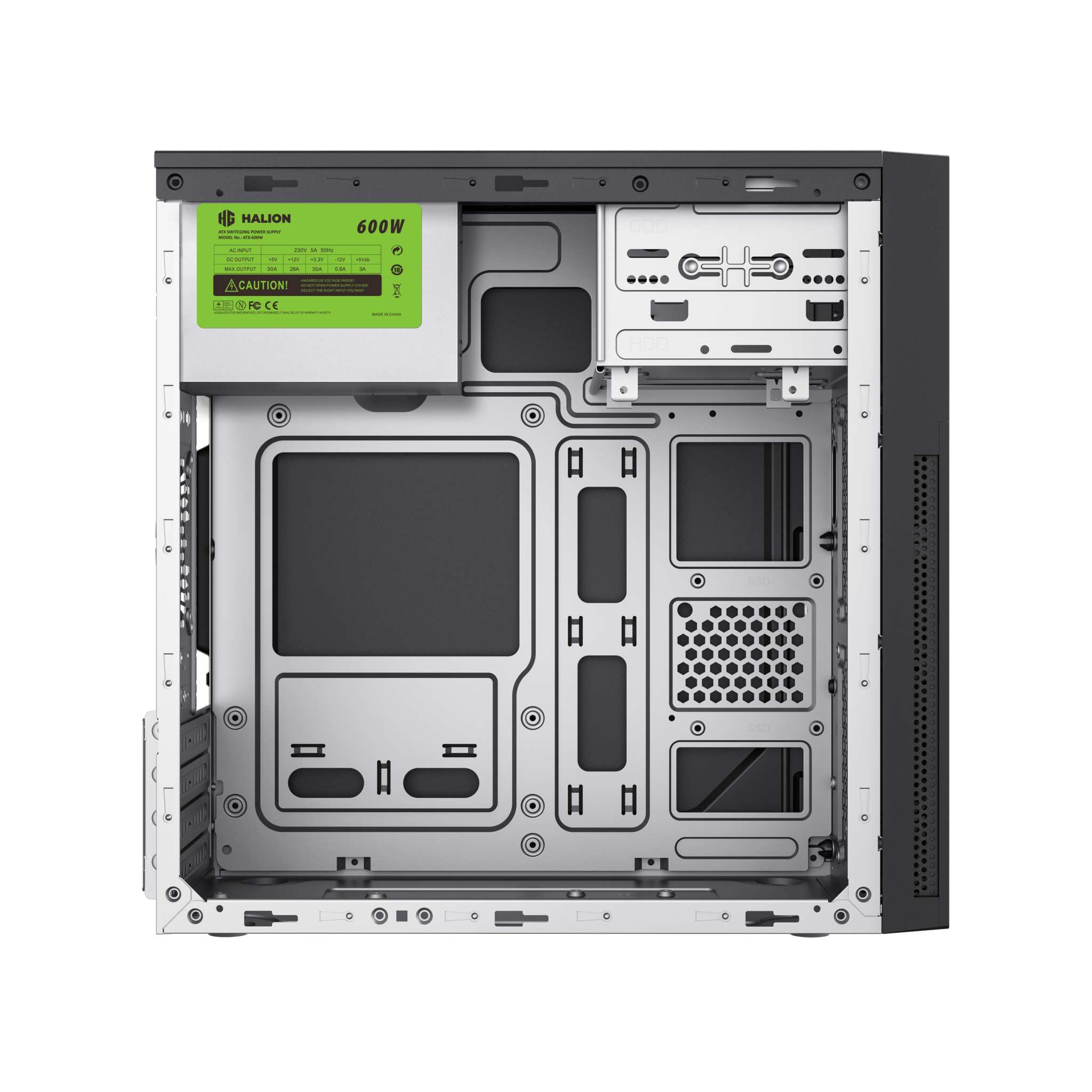 CASE MATX 6521, FUENTE ATX 600W, 2xUSB 2.0, 1xAUDIO, 1xMICROFONO, Medidas: 372 x 178 x 353mm MATX-6521 - SMART BUSINESS