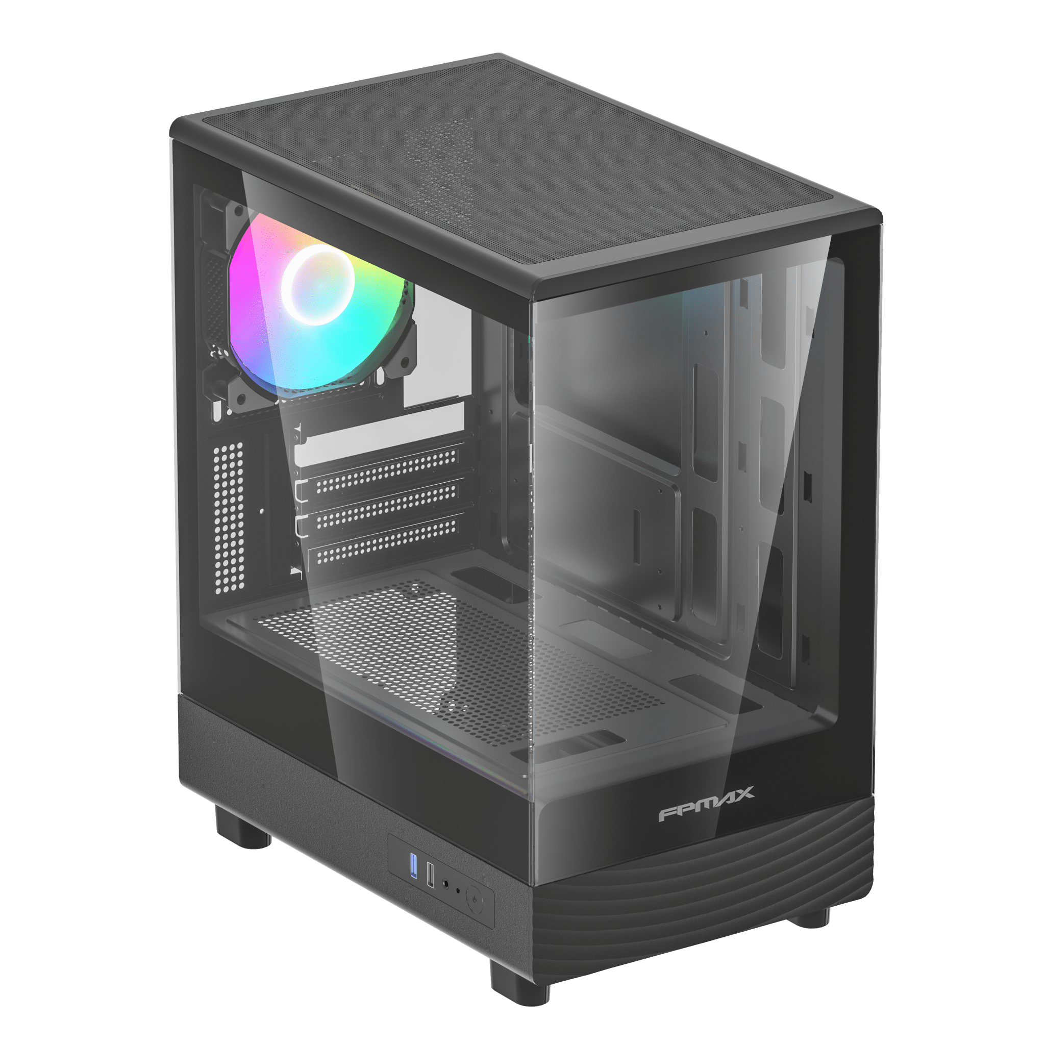 CASE MATX FISH, DIAMOND R2M NEGRO, Case sin Fuente, 1xUSB 2.0, 1xUSB 3.0, 1xTRRS, VT frontal y lateral, CHASIS superior y posterior., Medidas: 345 x 218 x 400mm, 2x3.5HDD, 1x2.5SDD interno DIAMOND-R2M-BL - SMART BUSINESS