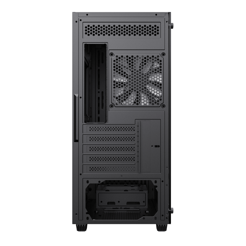 CASE MICRO ATX EDGE BK, 1xUSB 3.0, USB TYPE C, CHASIS VIDRIO TEMPLADO SUPERIOR, LATERAL Y FRONTAL, Medidas: 418 x 272 x 454mm, 1x3.5HDD, 3x2.5SDD interno EDGE-BK - SMART BUSINESS