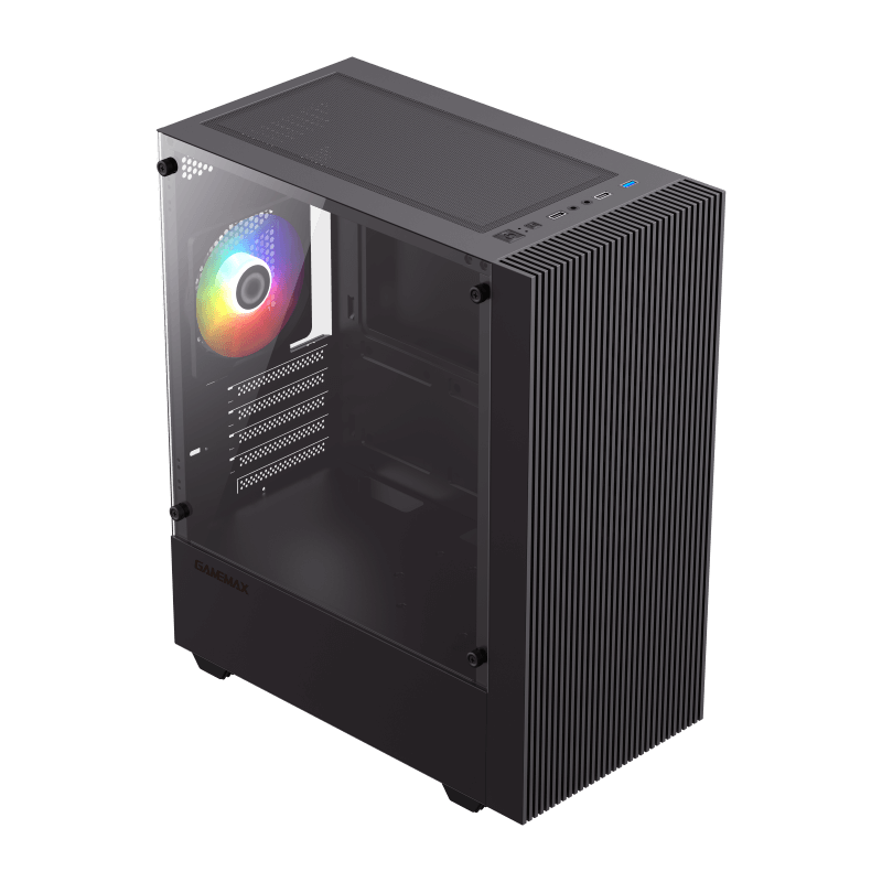 CASE MICRO ATX EDGE BK, 1xUSB 3.0, USB TYPE C, CHASIS VIDRIO TEMPLADO SUPERIOR, LATERAL Y FRONTAL, Medidas: 418 x 272 x 454mm, 1x3.5HDD, 3x2.5SDD interno EDGE-BK - SMART BUSINESS