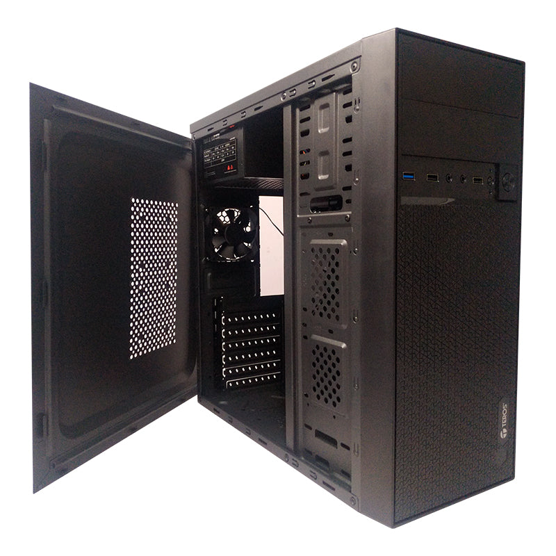 Case Teros TE1076N, Mid Tower, ATX, 250W, USB 3.0 / 2.0, Audio, Negro. - SMART BUSINESS
