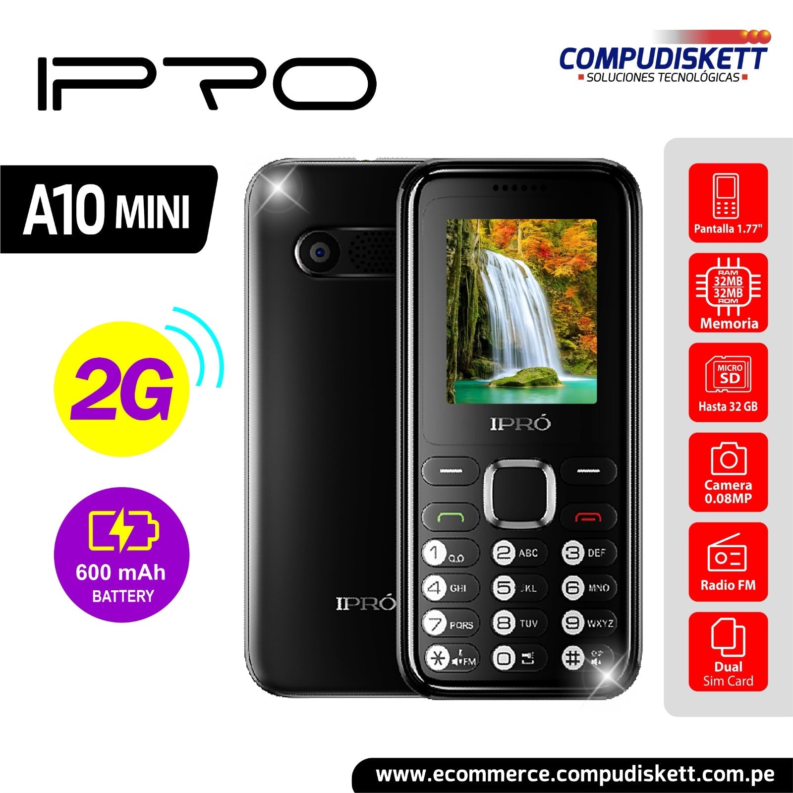 CELULAR IPRO A10MINI 2G BLACK DS A10MINI - SMART BUSINESS