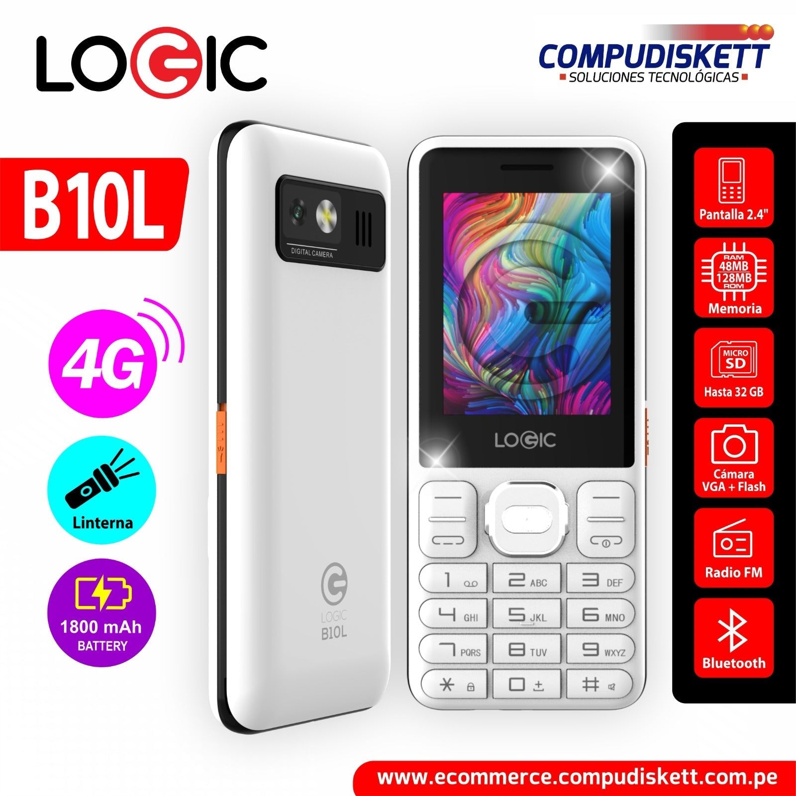 CELULAR LOGIC B10L 4G WHITE DS B10L - SMART BUSINESS