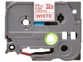 CINTA BROTHER TZE - 252 LAMINADA 24MM X 8M ROJA SOBRE BLANCO, RESISTENTE AL AGUA, ABRASIÓN Y TEMPERATURA, IDEAL PARA ROTULADORAS P - TOUCH TZE252G - SMART BUSINESS
