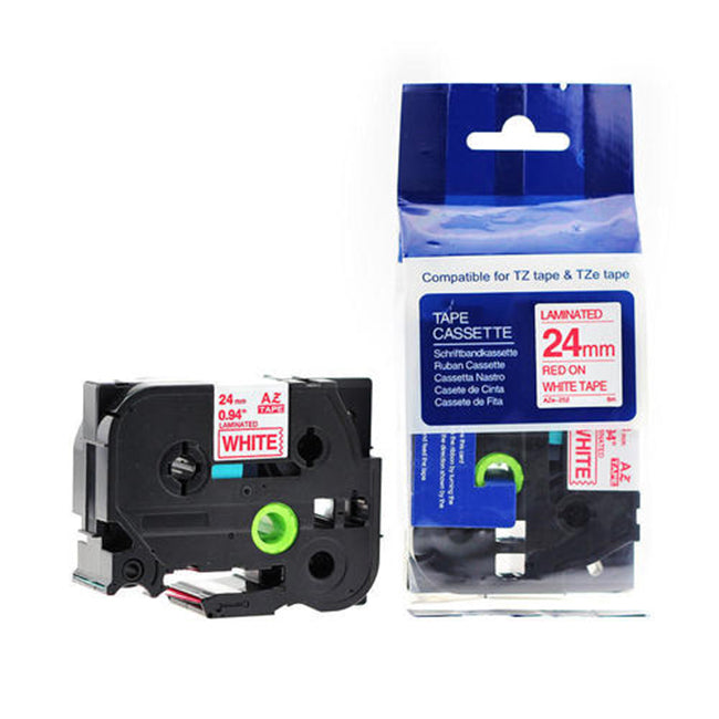 Cinta Brother TZE252 Rojo sobre Blanco, 24mm x 8m - SMART BUSINESS