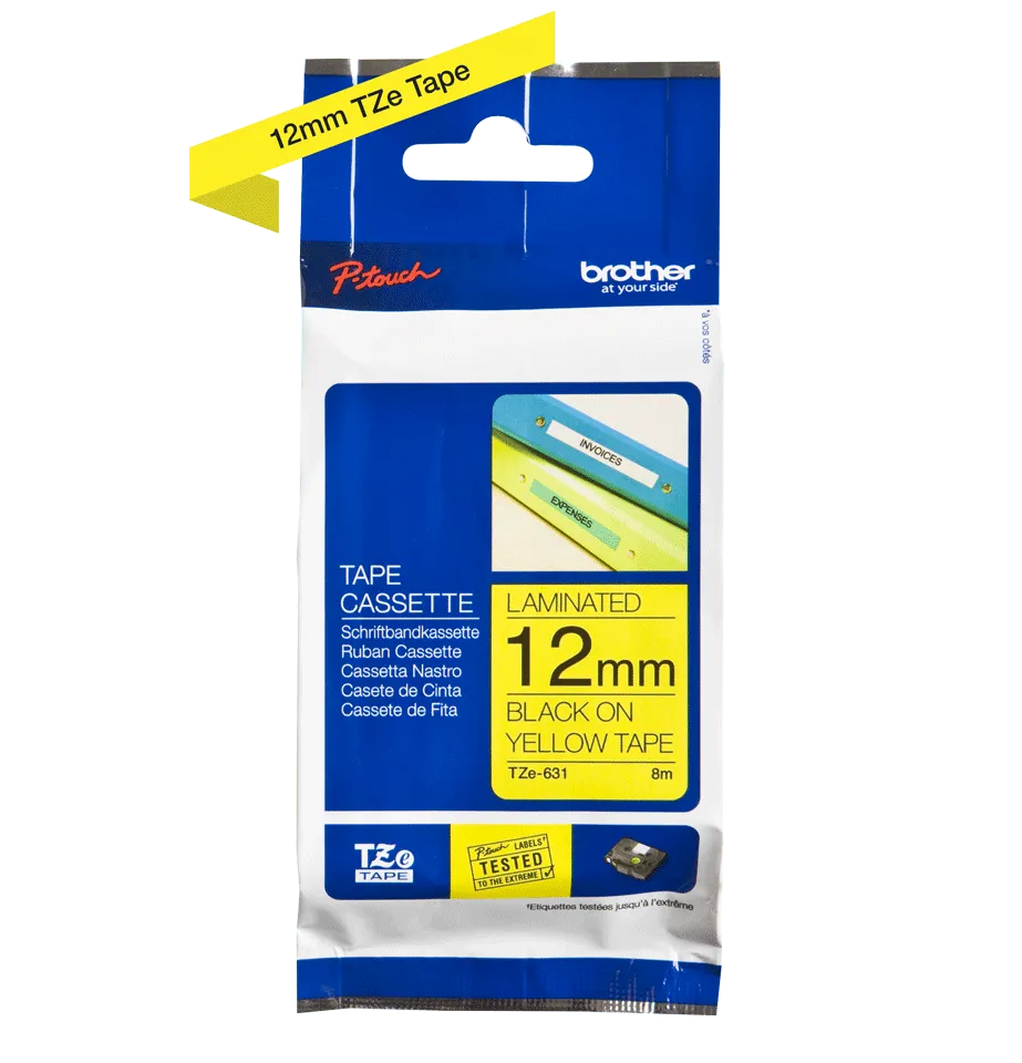 CINTA BROTHER TZE631 BLACK ON YELLOW 1/2" (12MM) NEG.ESPECIAL - SMART BUSINESS