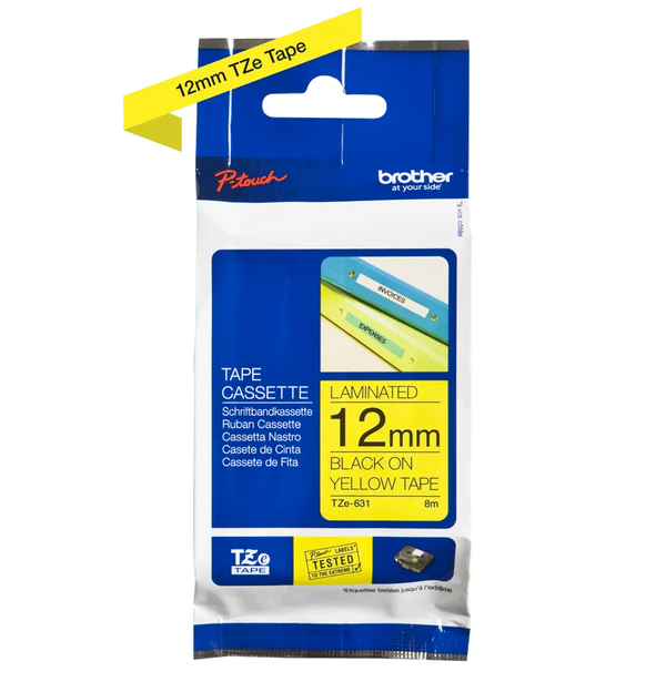 CINTA BROTHER TZE631 BLACK ON YELLOW 1/2" (12MM) NEG.ESPECIAL - SMART BUSINESS