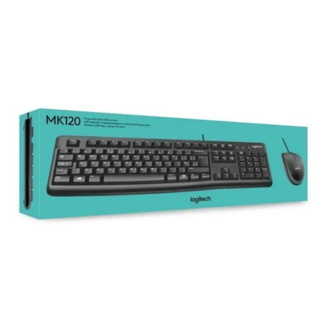 Combo 2 En Uno Logitech Mk120, Teclado Resistente A Salpicaduras De Agua, Mouse 3 Botones Sensor 1000 Dpi., Interfaz Usb (920-004428) - SMART BUSINESS