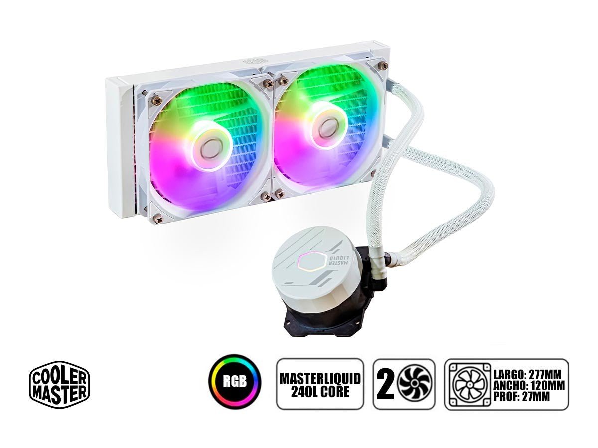 Sistema De Enfriamiento Liquido Cooler Master Masterliquid 240L Core Argb White ( Mlw-D24M-A18Pz-Rw ) - SMART BUSINESS