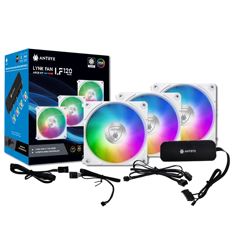 COOLER PARA CASE + MODULO DE CONTROL ANTRYX LINK FAN LF120 WHITE, 120 X3, MODULAR, C/CONTROL(AAK-LF120WX3C) - SMART BUSINESS
