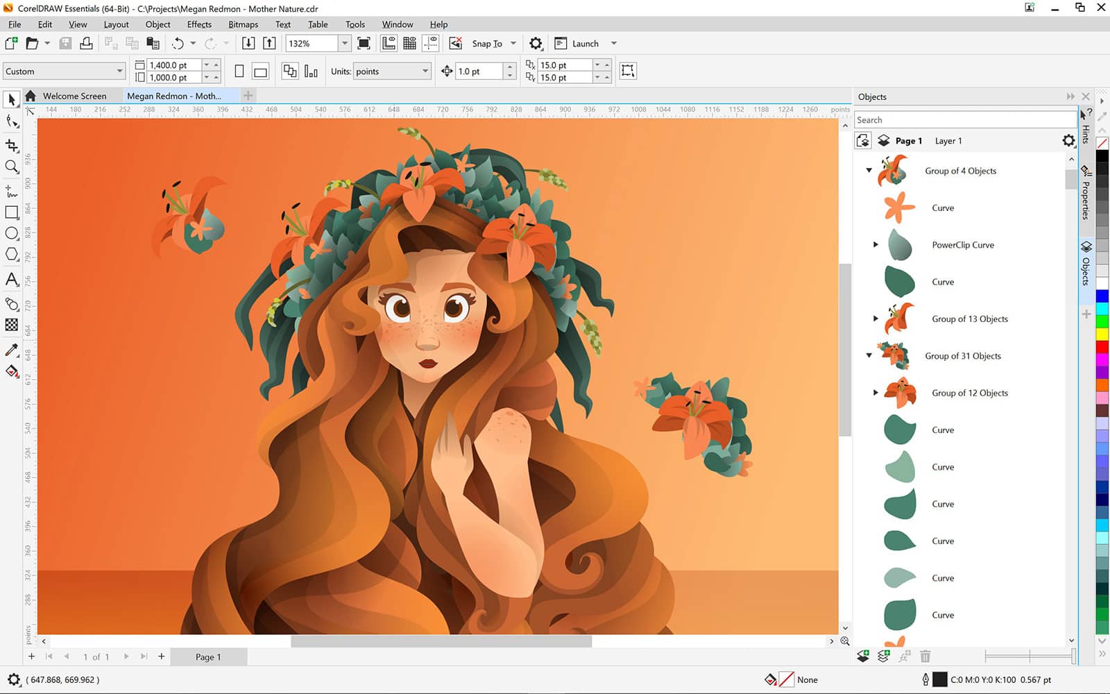 Software CorelDRAW Essentials ESDCDE2024 interfaz de dibujo vectorial de CorelDRAW Essentials 2024
