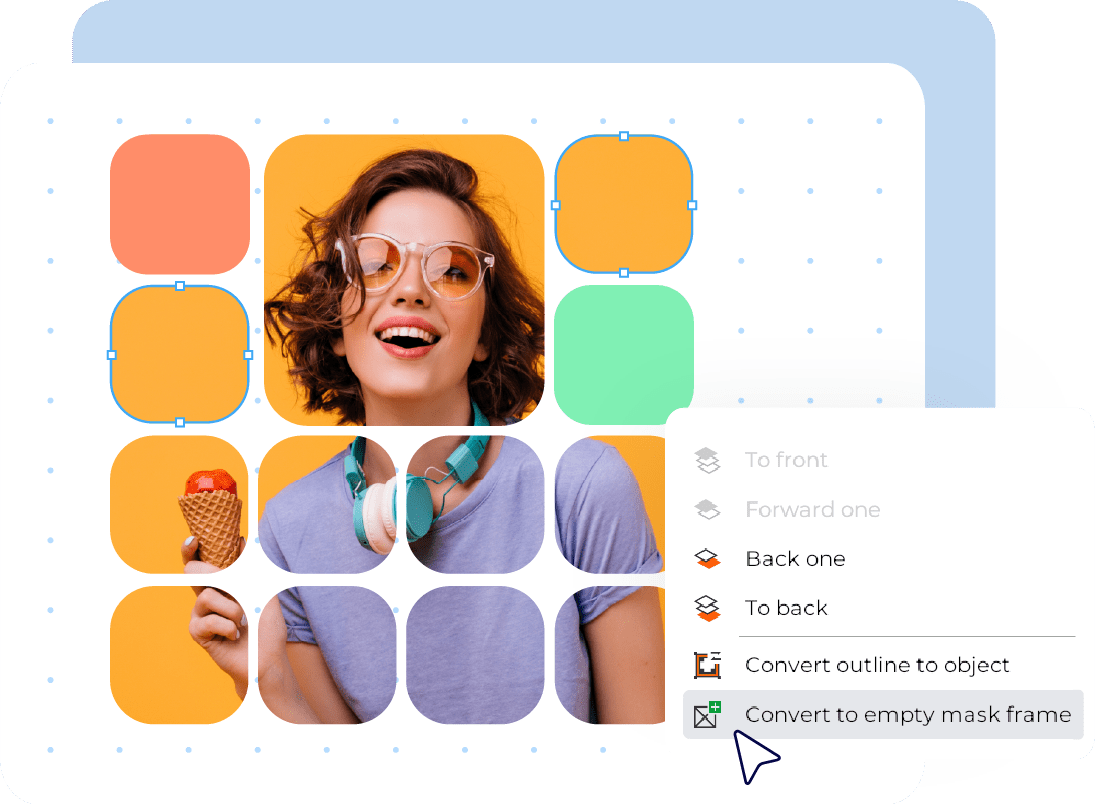 Software CorelDRAW Go ESDCDGOSUB1Y máscaras de imagen y organización de objetos