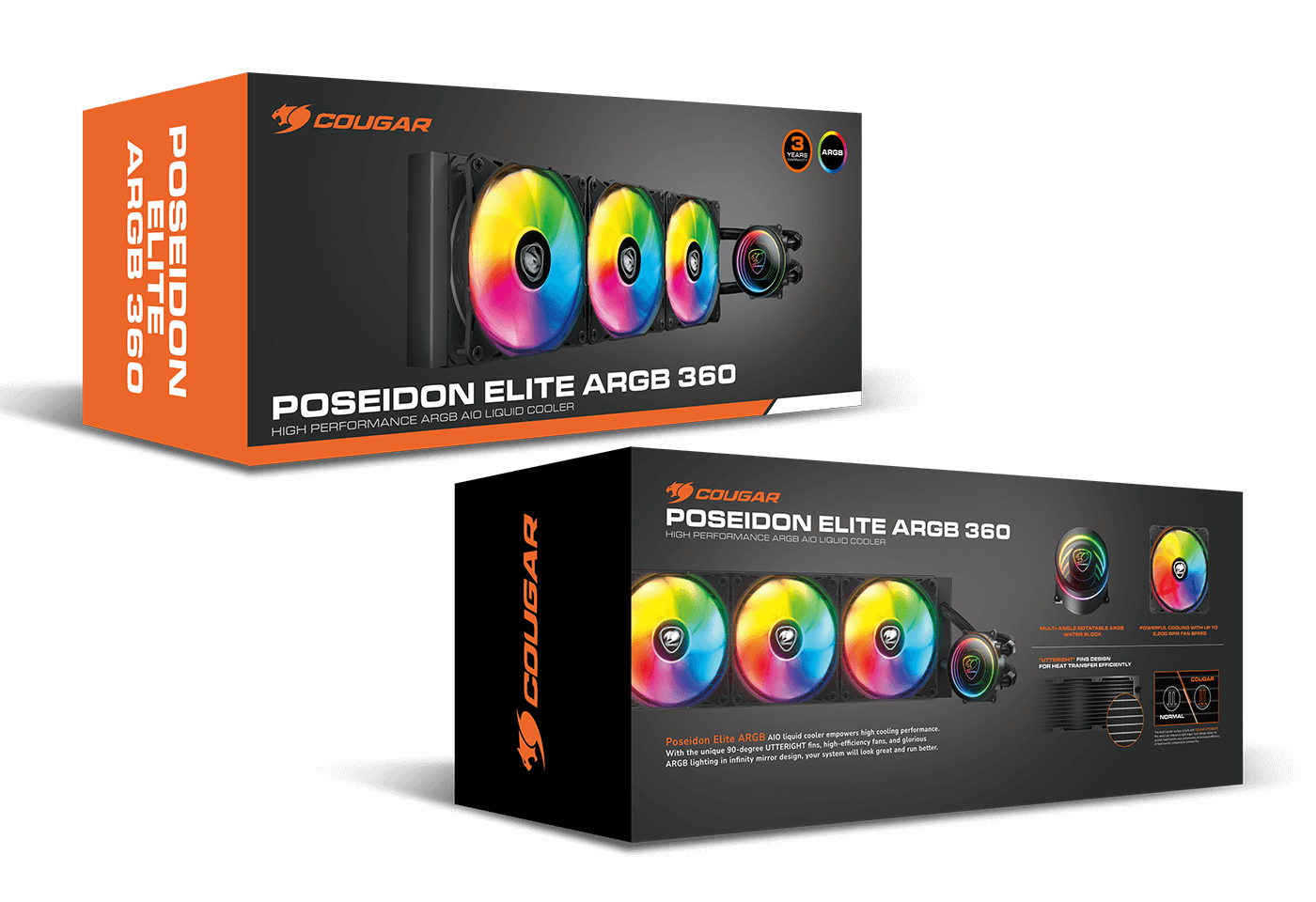 Refrigeración Líquida (AIO) Cougar Poseidon Elite ARGB 240 - Radiador de 240mm - 2x Ventiladores 120mm ARGB PWM - Bomba con Espejo Infinito Rotativo - Compatible Intel LGA 1700 y AMD AM5 (3MPSD240.0001) de Cougar | first_variant_option_1 — Envío inmediato