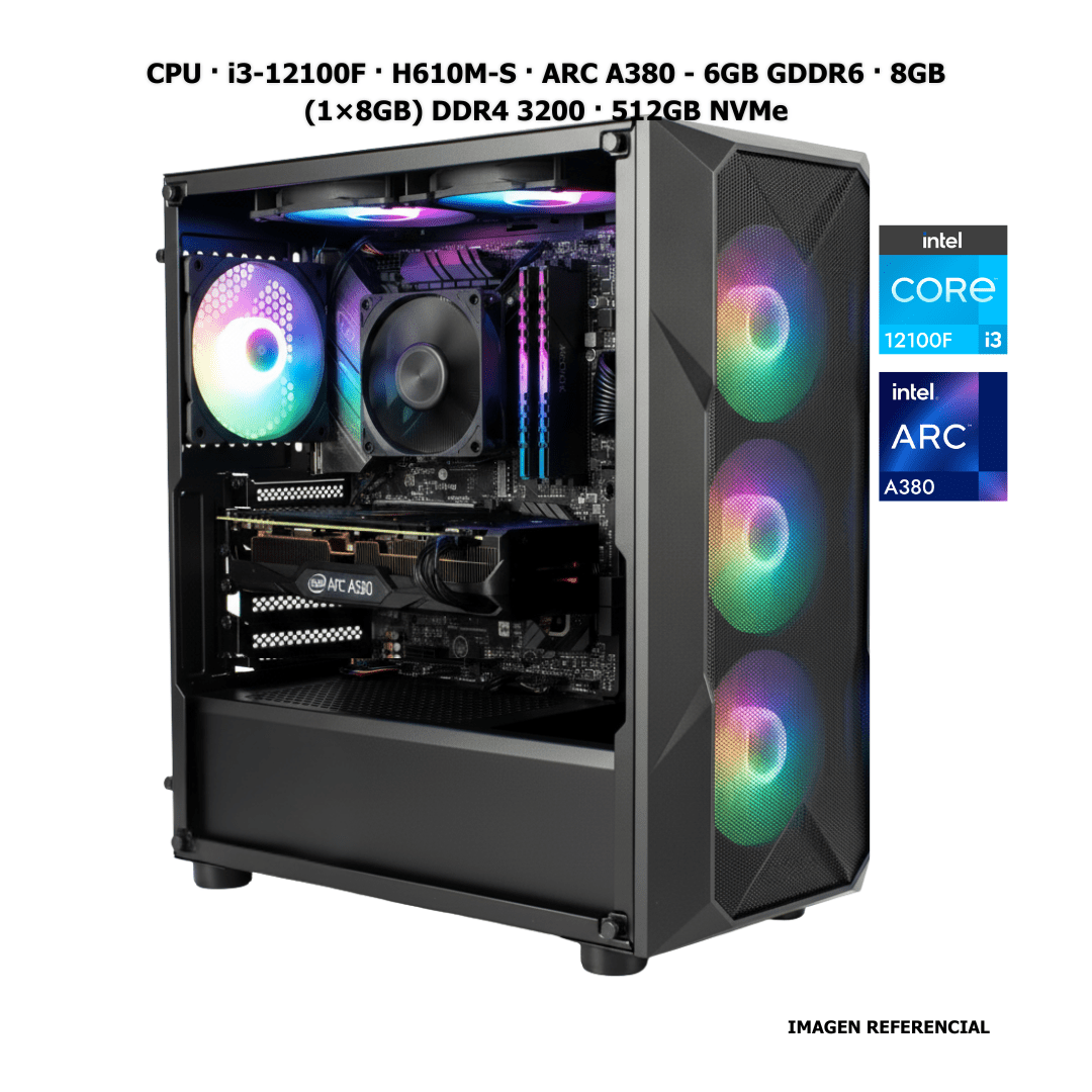 CPU · Core i3 - 12100F · H610M - S · ARC A380 - 6GB GDDR6 · 16GB (2×8GB) DDR4 3200 · 512GB NVMe PCB1423 - SMART BUSINESS