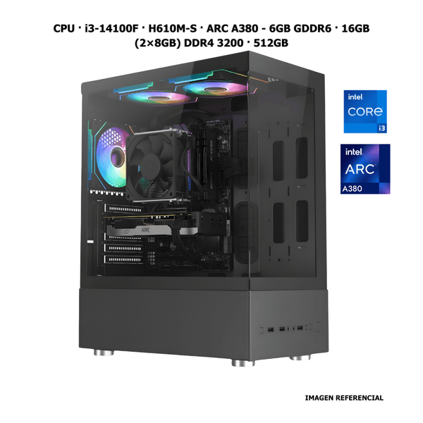 CPU · Core i3 - 14100F · H610M - S · ARC A380 - 6GB GDDR6 · 16GB (2×8GB) DDR4 3200 · 512GB PCB1424 - SMART BUSINESS