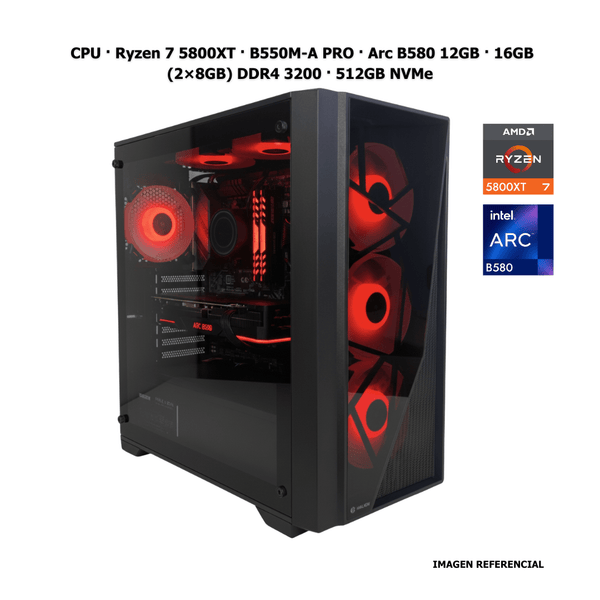 CPU · Ryzen 7 5800XT · B550M - A PRO · Arc B580 12GB · 16GB (2×8GB) DDR4 3200 · 512GB NVMe PCB1416 - SMART BUSINESS