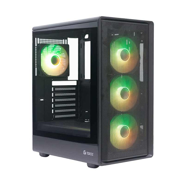 CASE GAMER TEROS TE-1323G SIN FUENTE, ATX/M-ATX/ITX, SOPORTE HDD 3.5'' Y SSD 2.5'', COLOR NEGRO, DISEÑO ESPACIOSO Y ESTÉTICO PARA ENSAMBLES POTENTES