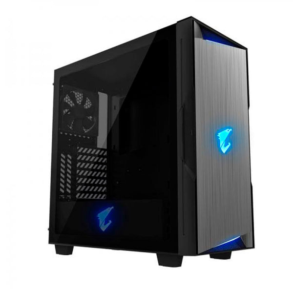 GABINETE AORUS C300 GLASS CON VENTANA RGB, MIDI-TOWER, ATX/MICRO ATX/MINI-ITX, USB 3.0, SIN FUENTE, 2 VENTILADORES INSTALADOS, NEGRO