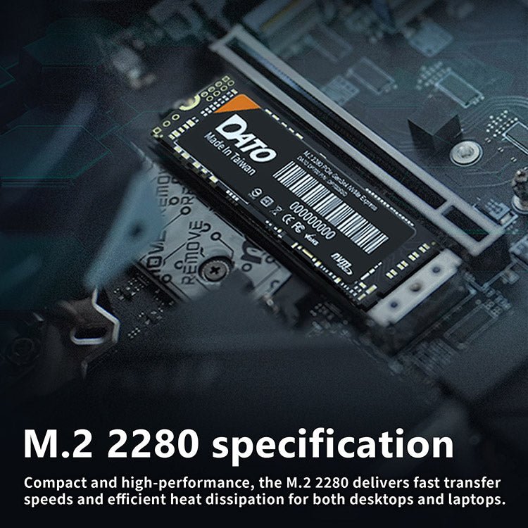Unidad de Estado Sólido (SSD) Datotek DP700 M.2 2280 PCIe Gen3x4 NVMe - Velocidad de Lectura hasta 2,500 MB/s y Escritura hasta 1,700 MB/s - Diseño Térmico Avanzado - Compatible con Laptops, Desktops y Tablets de DATO | first_variant_option_1 — Envío inmediato