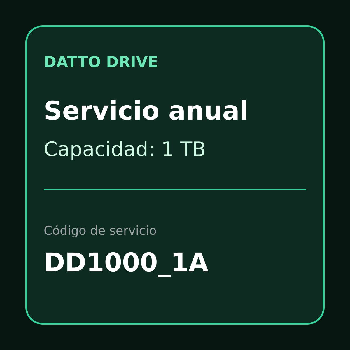 Tarjeta de servicio anual Datto Drive 1TB DD1000_1A