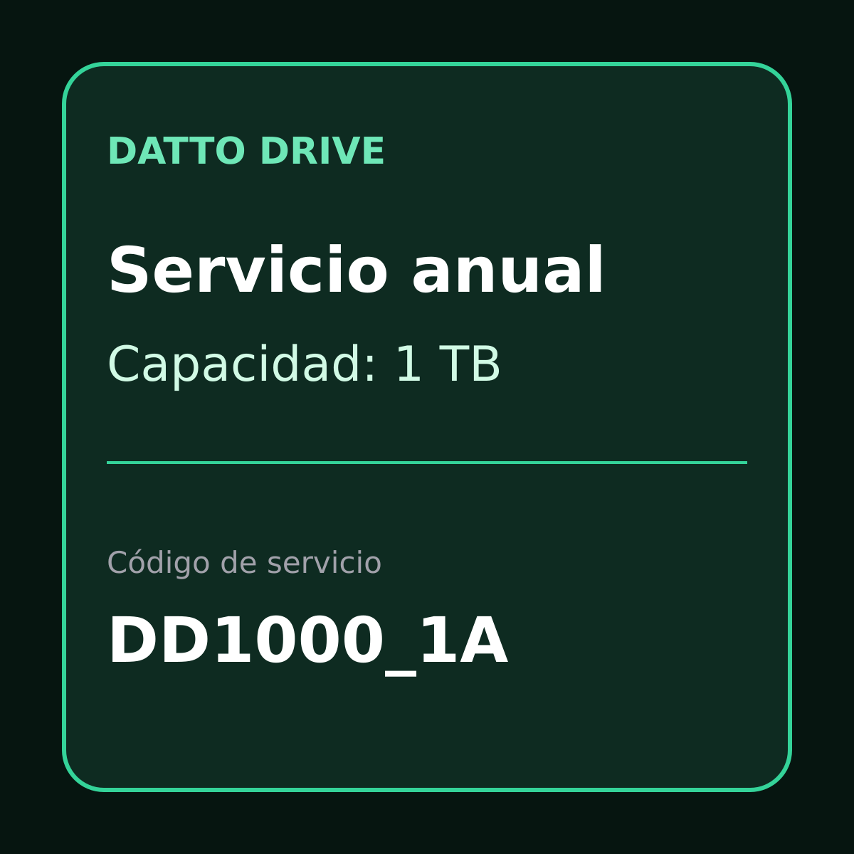 Tarjeta de servicio anual Datto Drive 1TB DD1000_1A