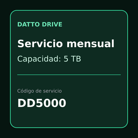 Tarjeta de servicio mensual Datto Drive 5TB DD5000