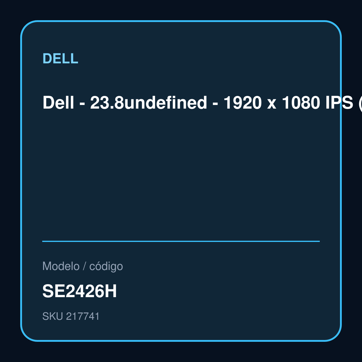 Monitor Dell SE2426H 23.8 pulgadas IPS Full HD vista frontal oficial