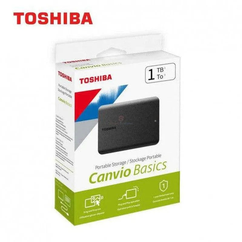 Disco Duro Externo Toshiba 1Tb Canvio Basics (Hdtb510Xk3Aa) Unidad De Almacenamiento Portable | Usb 3.2 & 2.0 | Negro Mate - SMART BUSINESS