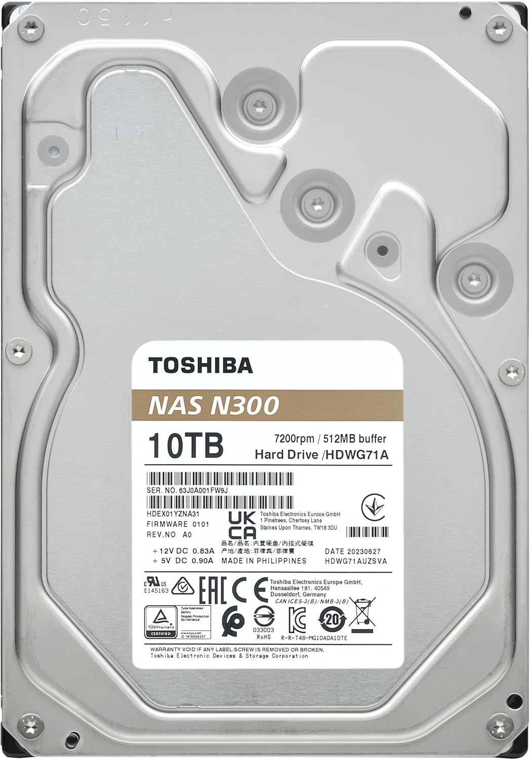 DISCO DURO INTERNO TOSHIBA N300 10TB 3.5" 7200RPM NAS 256MB - SMART BUSINESS