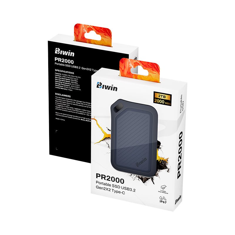 DISCO DURO SOLIDO EXTERNO BIWIN AMBER PR2000 2 TB, USB 3.2 GEN 2X2 TIPO - C, 2000MB/S BAPR20002TB-RGH - SMART BUSINESS