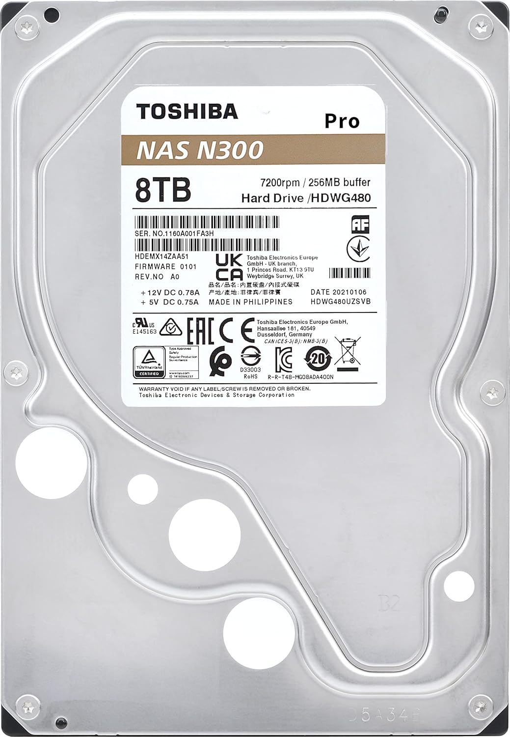Disco Duro Toshiba 8TB N300 7200 rpm SATA III 3.5" Internal NAS - SMART BUSINESS