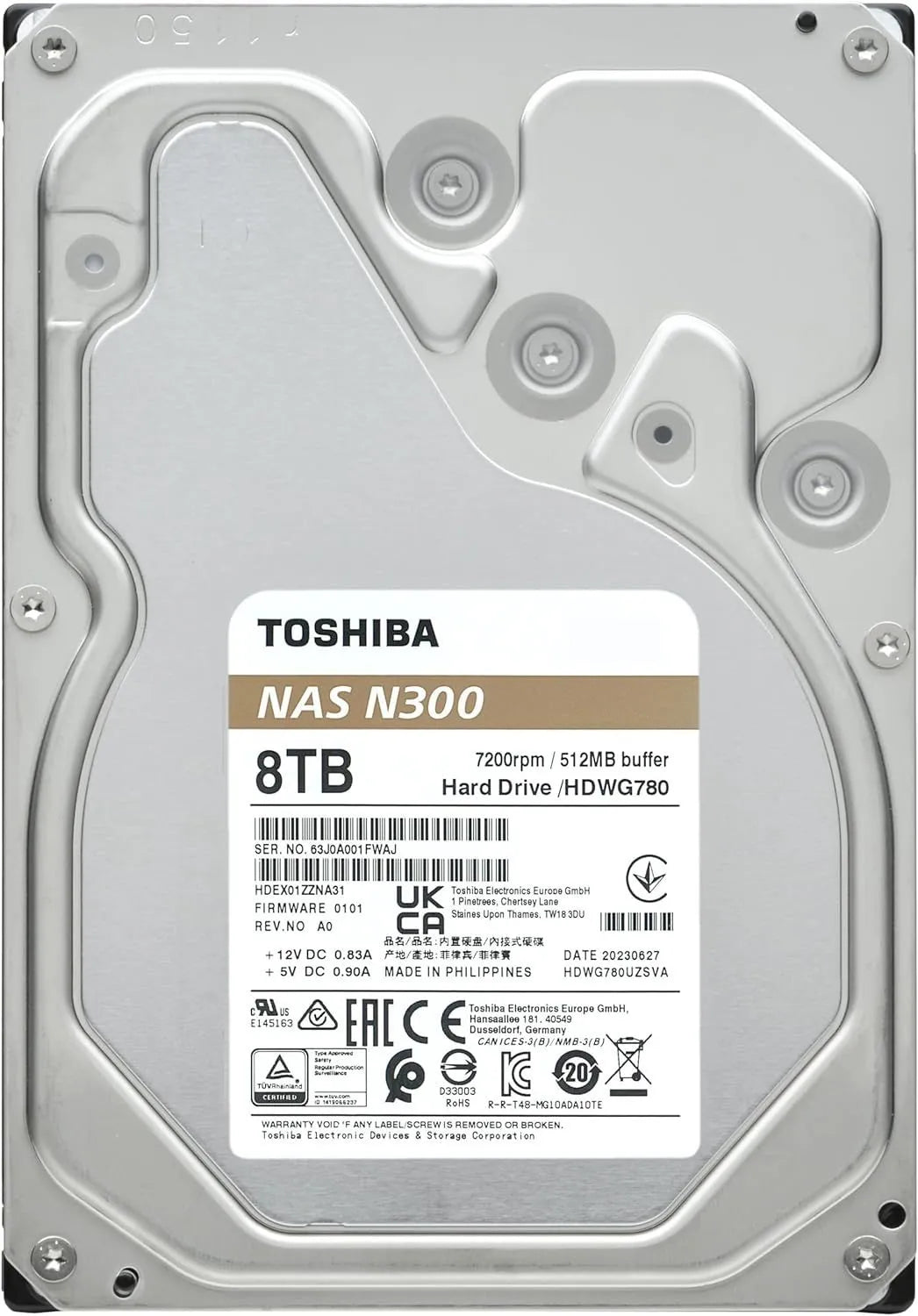 Disco Duro Toshiba N300, 8Tb Nas G7, Sata 6.0Gb/S, 7200Rpm, 256Mb Cache, 3.5" - SMART BUSINESS