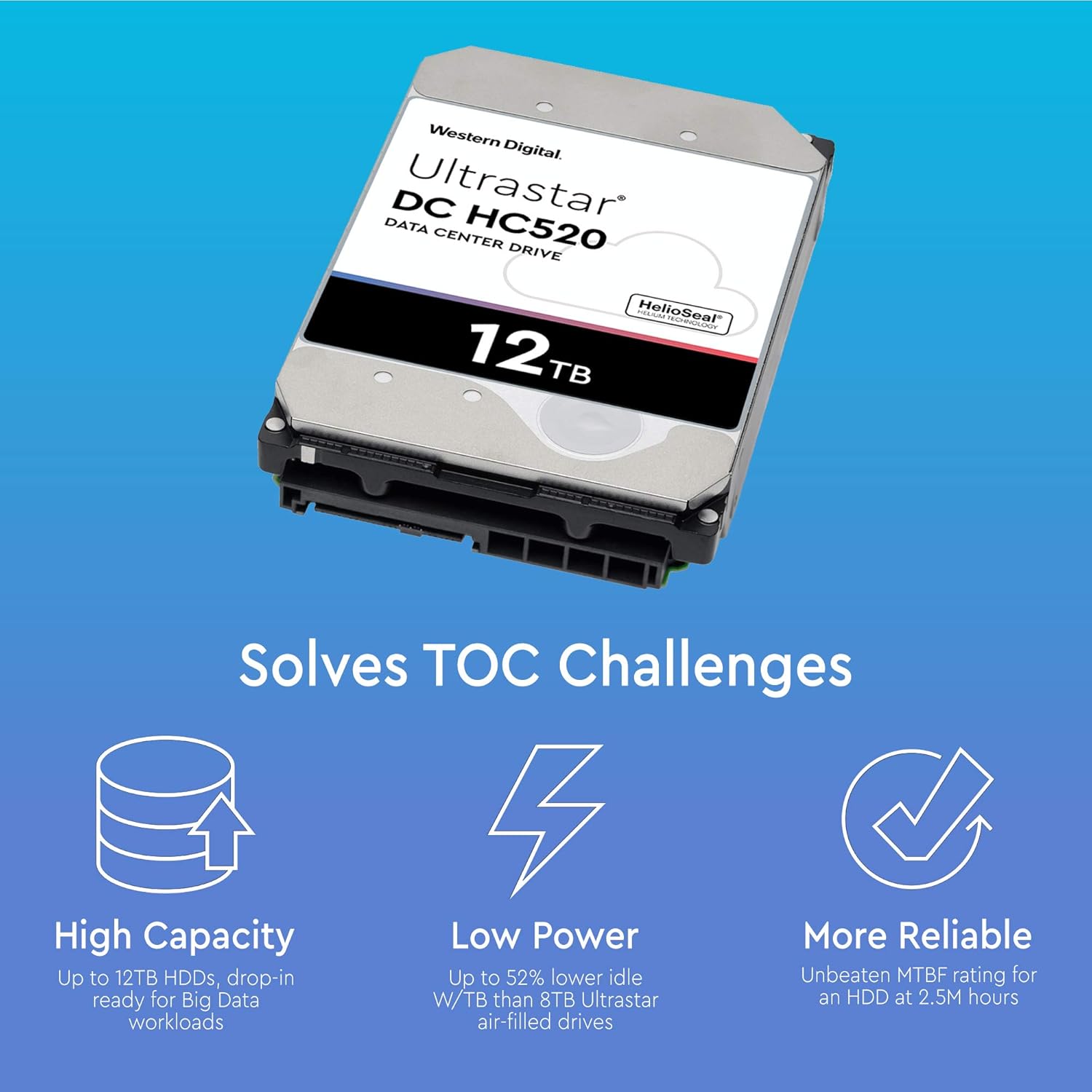 DISCO DURO WD ULTRASTAR DC HC520 12TB 7200RPM SATA 6GB/S 256MB CACHE 3.5” HUH721212ALE600 – ALTA CAPACIDAD Y FIABILIDAD PARA CENTROS DE DATOS Y NAS HUH721212ALE600 - SMART BUSINESS