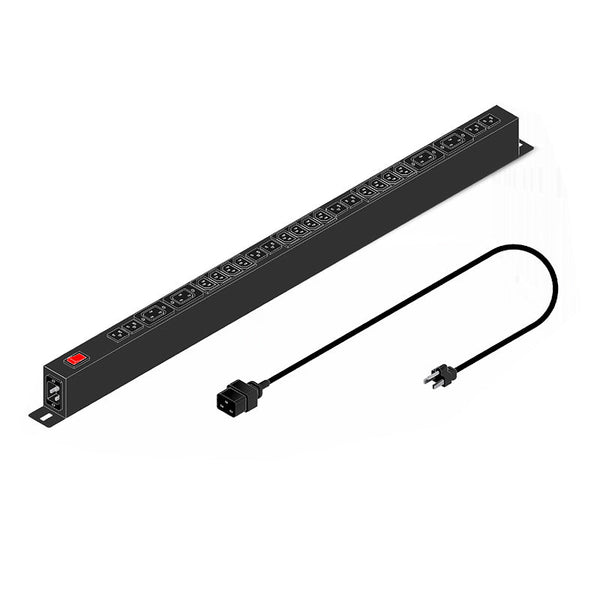 PDU PARA SERVIDOR – DISTRIBUIDOR DE ENERGÍA 15 A CON 8 SALIDAS NEMA 5 - 15R Y 12 SALIDAS IEC C13, PROTECCIÓN DE SOBRECARGA, DISEÑO DE MONTAJE EN RACK de Elise | first_variant_option_1 — Envío inmediato