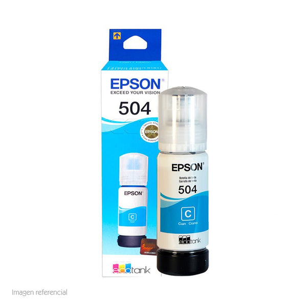 BOTELLA DE TINTA EPSON T504, COLOR CYAN, CONTENIDO 70ML. - SMART BUSINESS