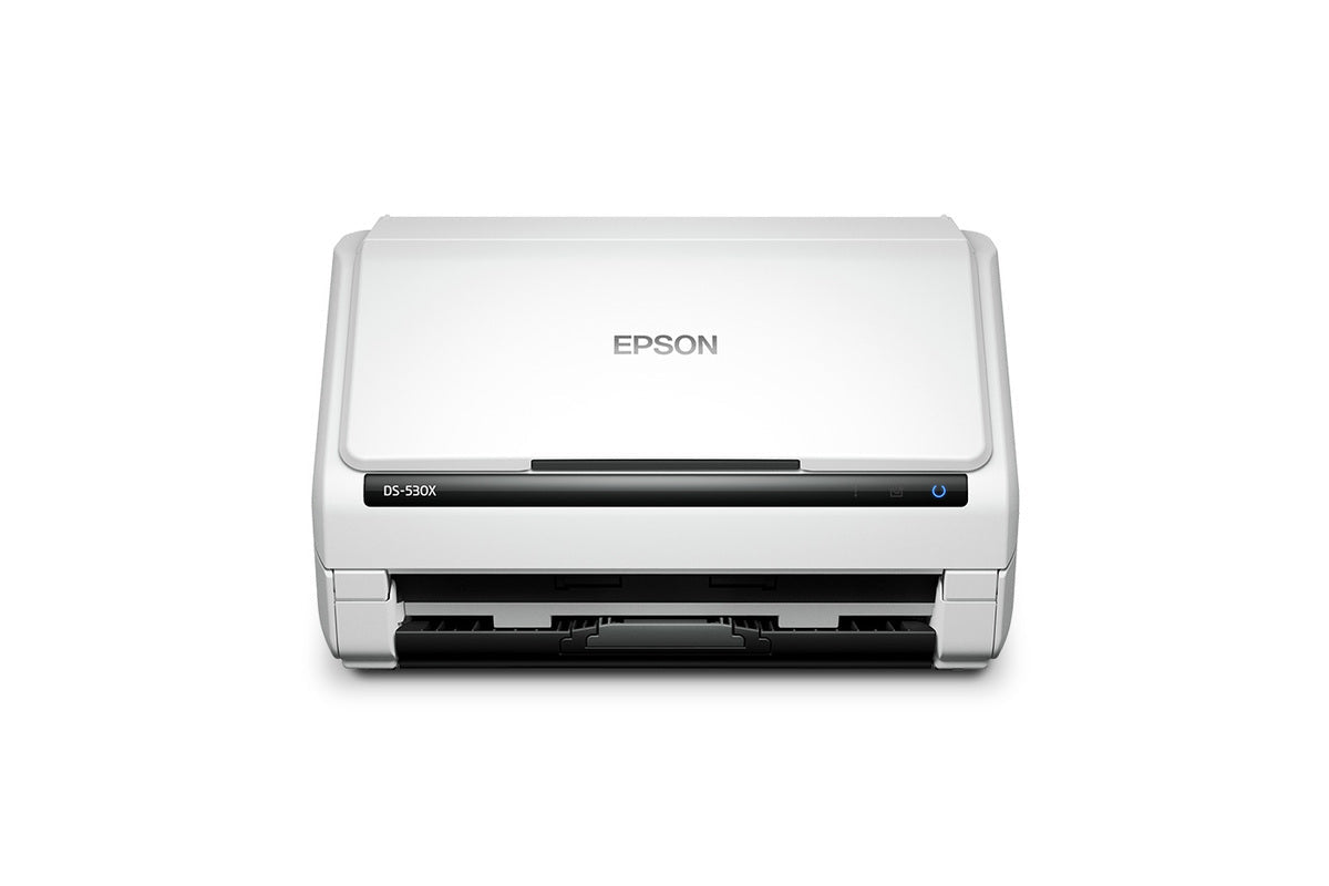 Escáner Epson DS-530X B11B286201 vista frontal con bandejas cerradas