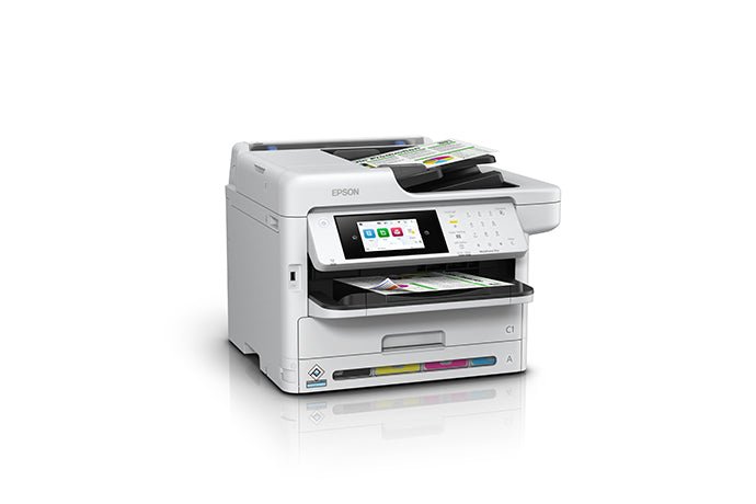 Impresora multifuncional Epson WorkForce Pro WF-C5891 C11CK27301 vista frontal en tres cuartos desde el lado izquierdo