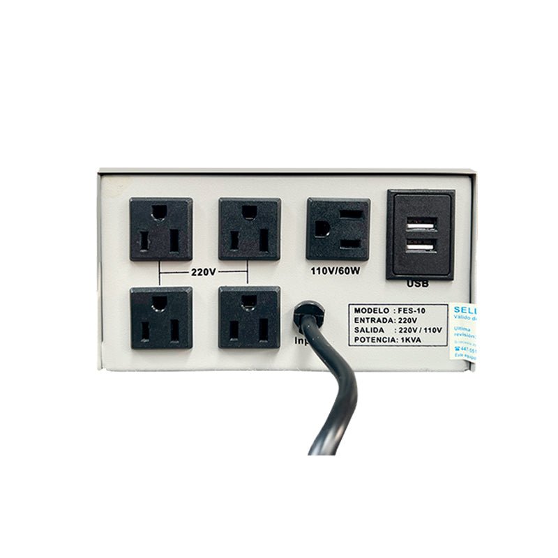 ESTABILIZADOR ELISE - FASE FES10, SÓLIDO, 1.0KVA, 220V, 4 TOMAS A 220V, 1 TOMA A 110V. FES-10 - SMART BUSINESS