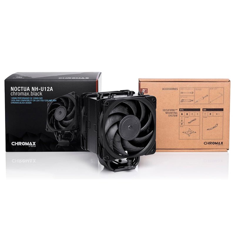 FAN - COOLER NOCTUA NH - U12A CHROMAX.BLACK, DUAL PARA CPU (120MM/NEGRO/22.6 DB) NH-U12A_CHROMAX.BLACK - SMART BUSINESS