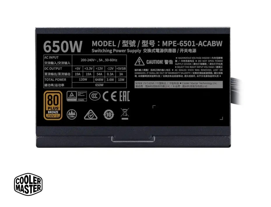 FUENTE DE PODER ATX 650W 80+ BRONZE – EFICIENTE, CABLES PLANOS, VENTILADOR SILENCIOSO PARA PC MPE-6501-ACABW-BUS - SMART BUSINESS