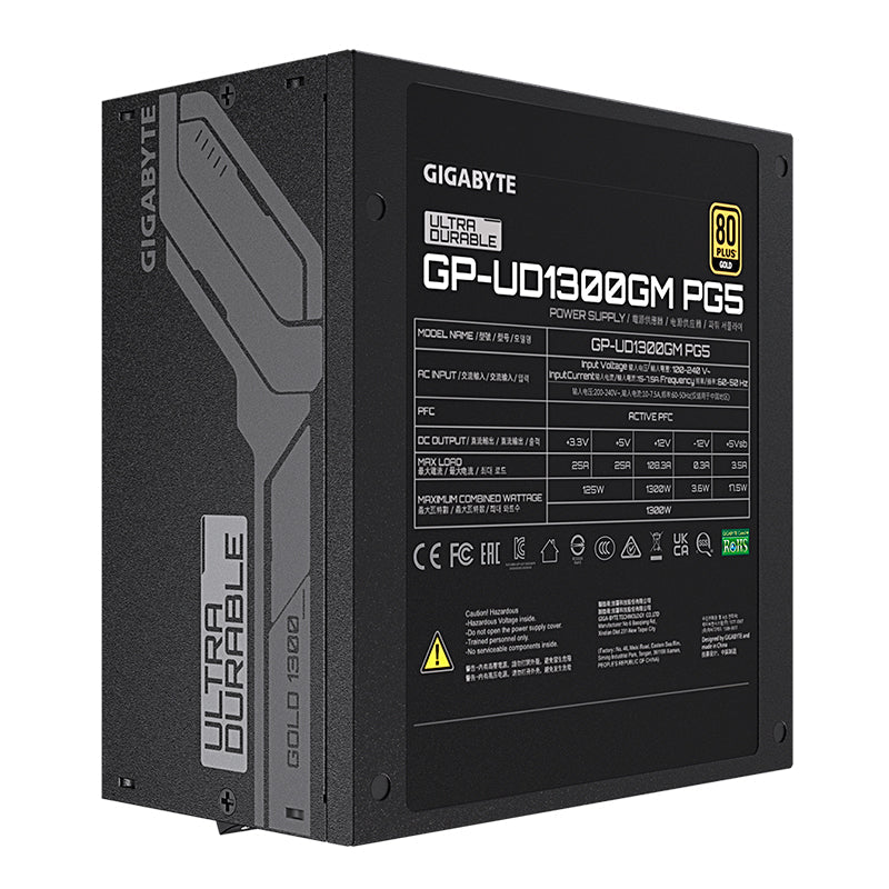FUENTE DE PODER GP - UD1300GM PG5 • 1300W • CERTIFICACIÓN 80 PLUS GOLD • MODULAR • RGB • IDEAL PARA PCS GAMER Y WORKSTATIONS • PROTECCIÓN TOTAL GP-UD1300GM-PG5 - SMART BUSINESS