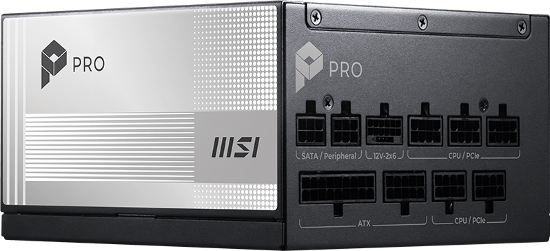 Fuente de poder MSI PRO A1000PL PCIE5 vista oficial