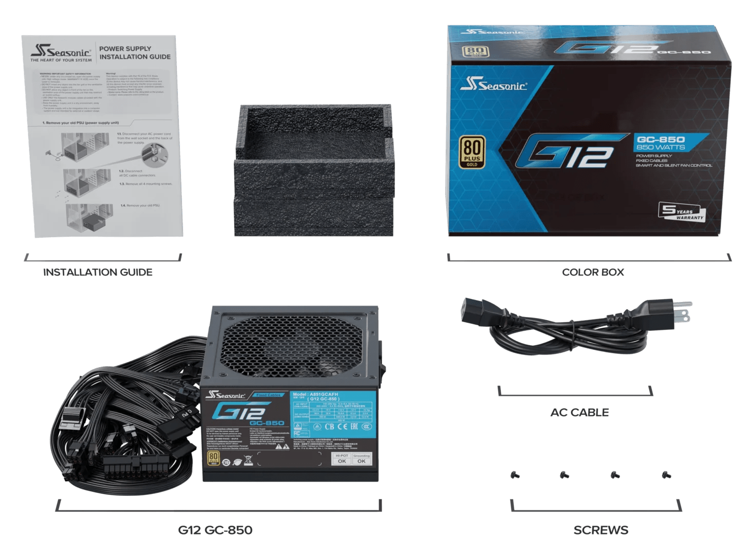 FUENTE SEASONIC G12 - 850GC 80PLUS GOLD (A851GCAFH)  A851GCAFH - SMART BUSINESS