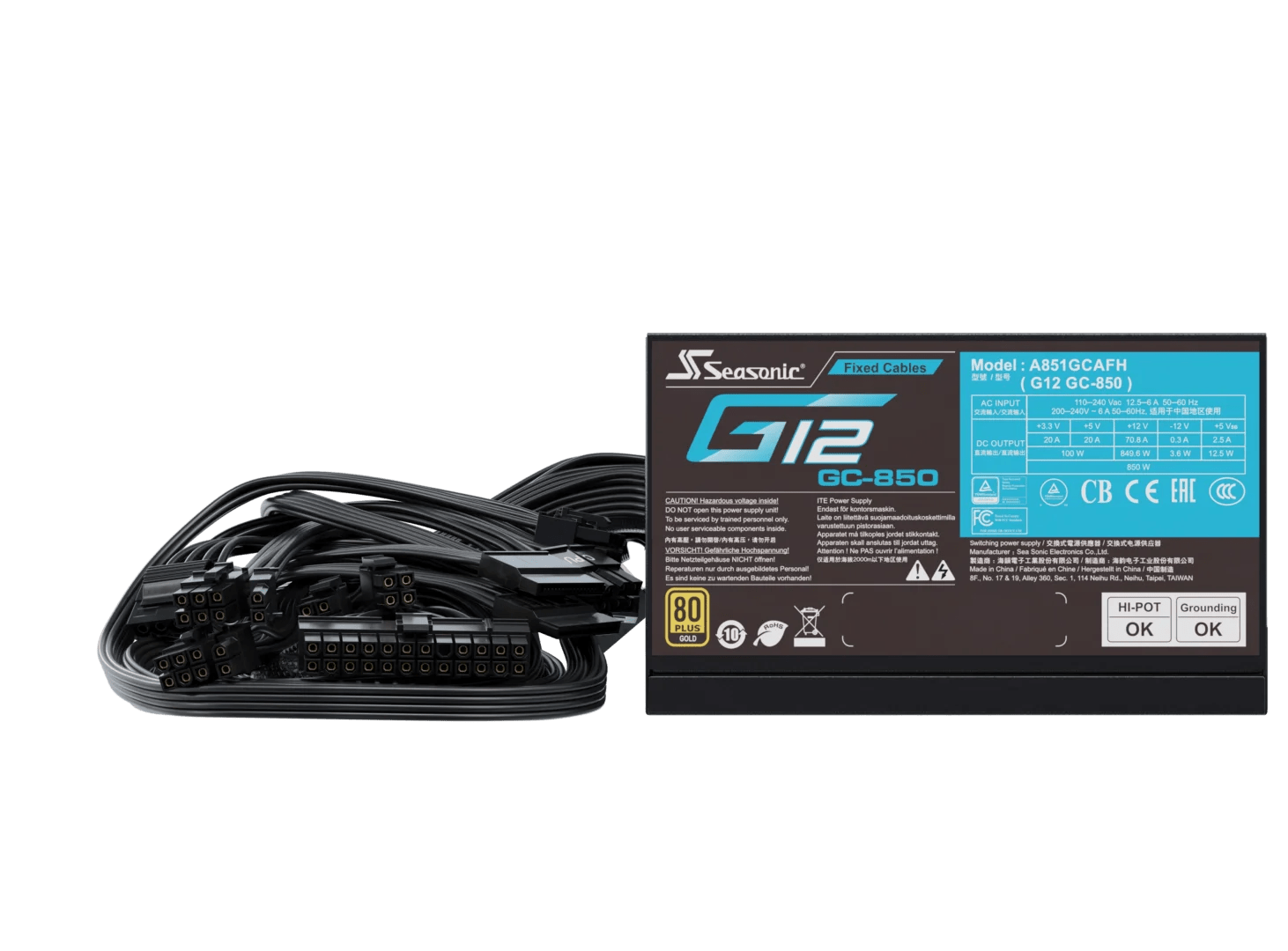 FUENTE SEASONIC G12 - 850GC 80PLUS GOLD (A851GCAFH)  A851GCAFH - SMART BUSINESS