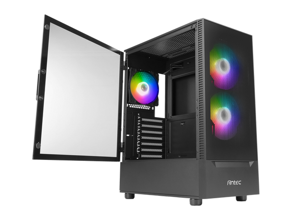 Gabinete Antec NX410 con Ventana Midi-Tower, ATX/ITX/Micro-ATX, USB 3.0/2.0, sin Fuente, 3 Ventiladores Instalados ARGB, Negro - SMART BUSINESS
