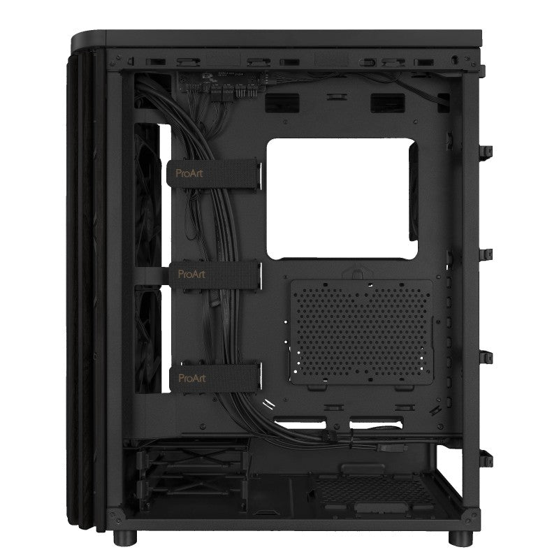 GABINETE ASUS PROART PA401 WOOD TG – MID - TOWER ATX, PANEL DE VIDRIO TEMPLADO, FRENTE DE MADERA FSC, VENTILADORES FRONTALES 160 MM DOBLES, USB - C 20 - GBPS PA401-BK-WOOD-TG - SMART BUSINESS