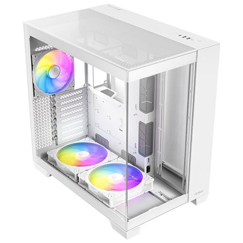 Gabinete para PC ATX/E - ATX blanco con paneles de vidrio templado y ventiladores ARGB – Serie Constellation 0-761345-10028-1 - SMART BUSINESS